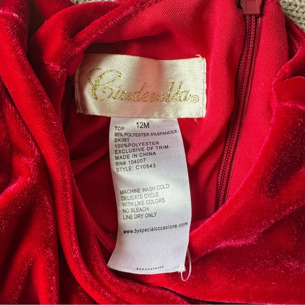 EUC Cinderella Brand Baby Girl Formal Dress & Shrug Set, Red & Ivory, 12 Months
